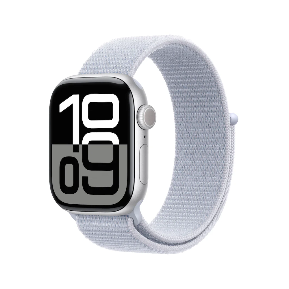 Apple Watch Series 10 46mm Silver Aluminium Case with Blue Cloud Sport Loop