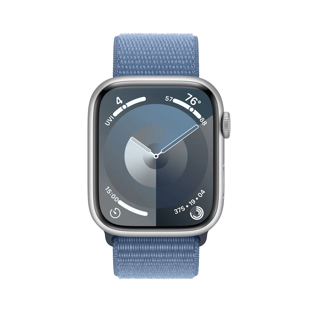 Apple Watch Series 9 GPS 45mm Silver Aluminium Case with Winter Blue Sport Loop - Image 2