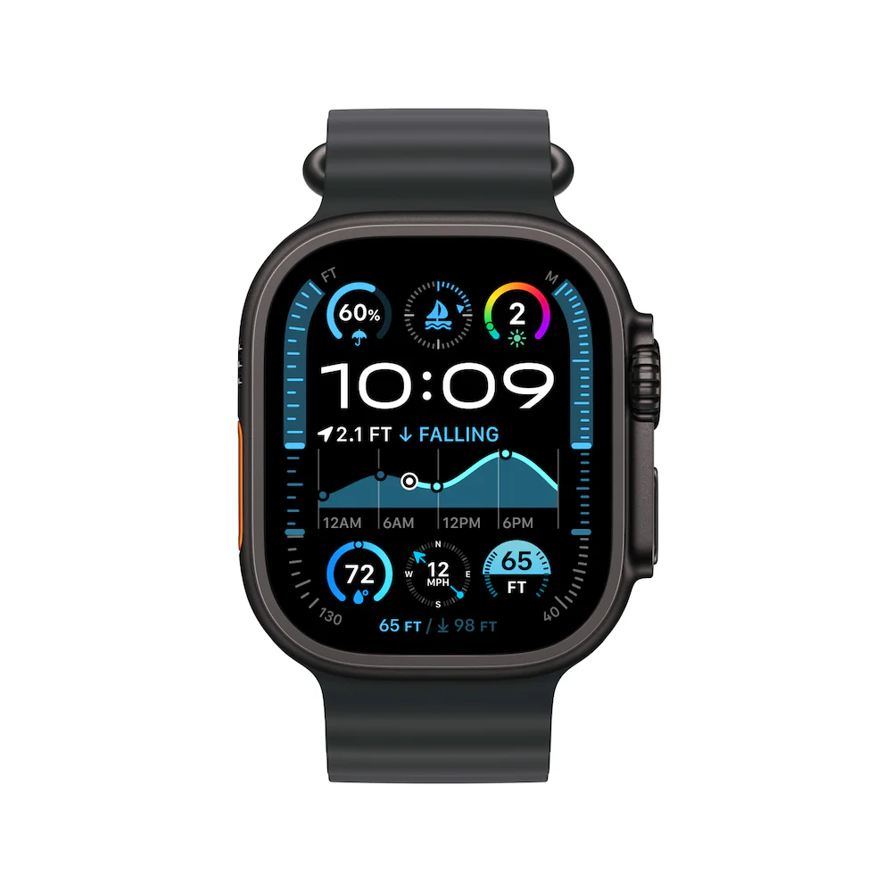 Apple Watch Ultra 2 Black Titanium Case with Black Ocean Band - Image 2