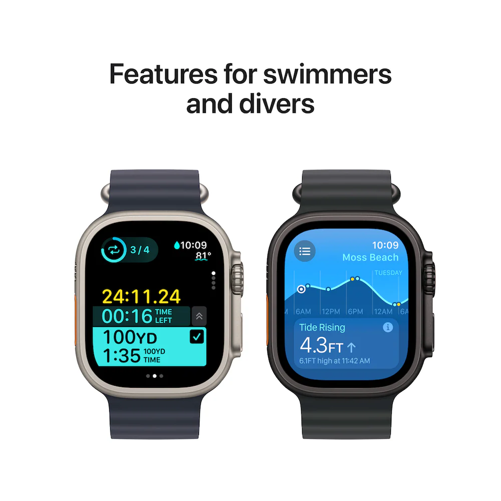 Apple Watch Ultra 2 Black Titanium Case with Black Ocean Band - Image 5