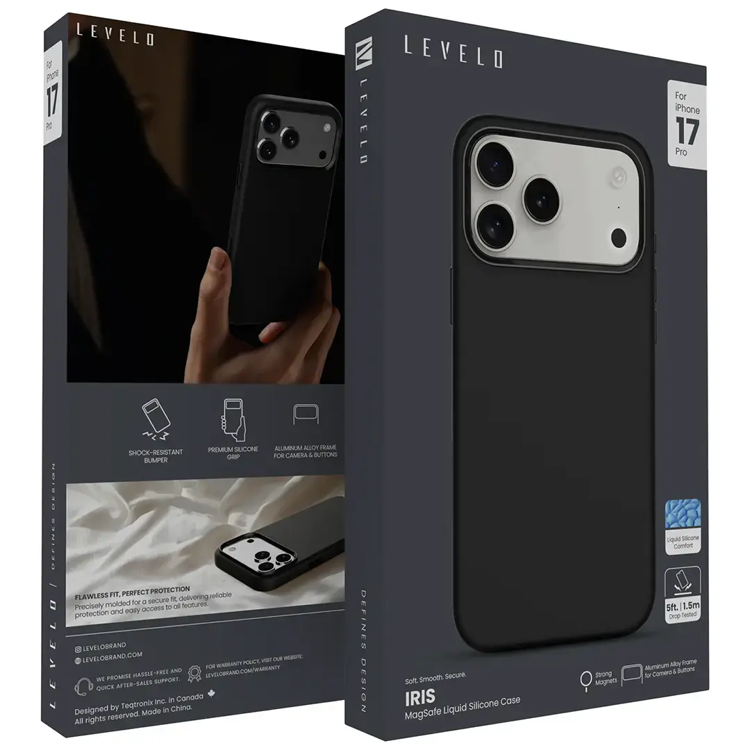 Levelo Iris Magsafe Liquid Silicone Case for 17 Pro Max Black - Image 4