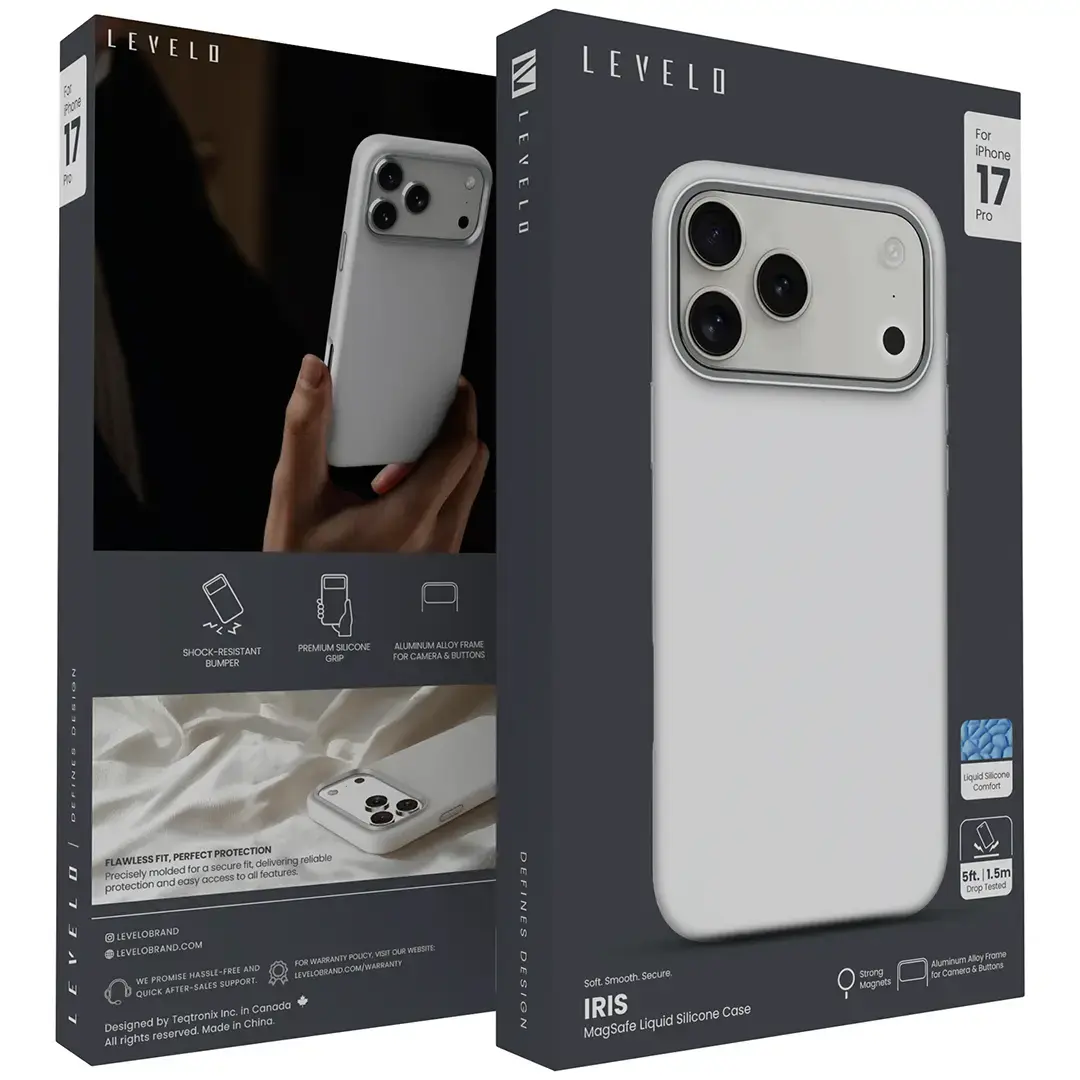 Levelo Iris Magsafe Liquid Silicone Case for 17 Pro Max Silver - Image 4