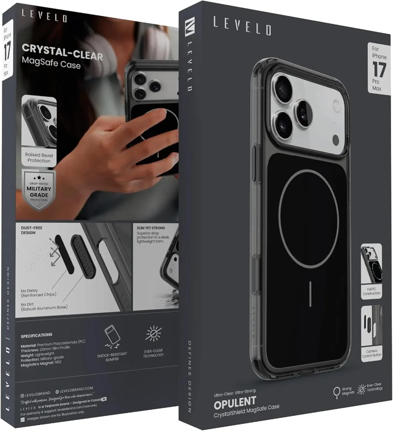 Levelo Opulent MagSafe Case For iPhone 17 Pro Max - Black - Image 2